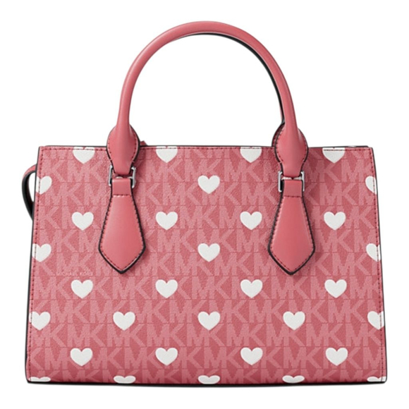 Michael Kors Hearts Satchel Sheila Signature Logo Hibiscus Pink New! - Picture 4 of 6